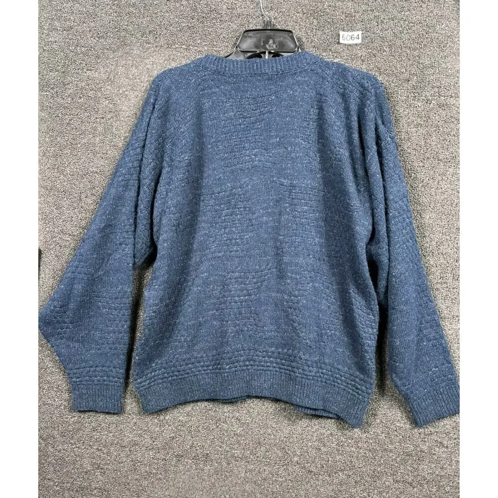 VTG Aspetuck Trading Co. Sweater Mens Size XL Blue Grandpa Crewneck